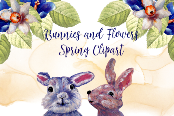 Bunnies and Flowers, Spring Clipart: Your Creative Toolkit for the Season