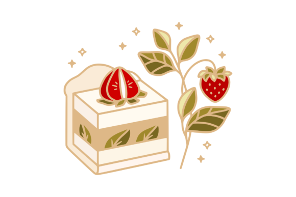 Crafting a Brand Identity with Strawberry, Green Tea, and Caramel Cake