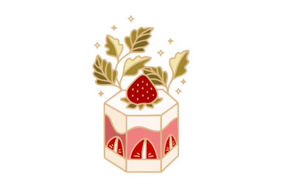 Cute Pink Strawberry Cake Leaf Branch: Your All-in-One Visual Toolkit for Sweet Branding