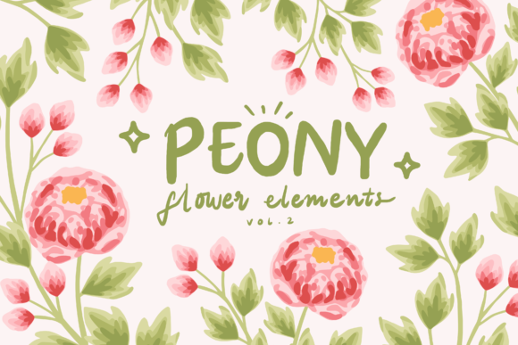 Natural Peony Clipart: Digital Elegance for Creative Projects