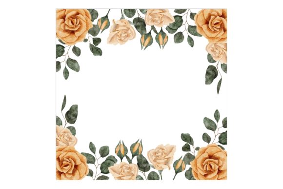 The Elegance of a Watercolor Rose Flower Square Border