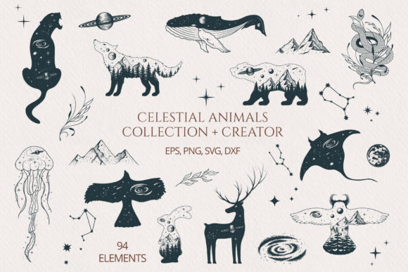 Unlock Creative Magic with the Hand Drawn Celestial Animals Collection