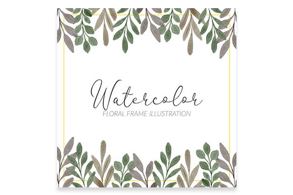 Watercolor Square Frame Green Leaf: Your Go-To Floral Graphic for Creative Projects